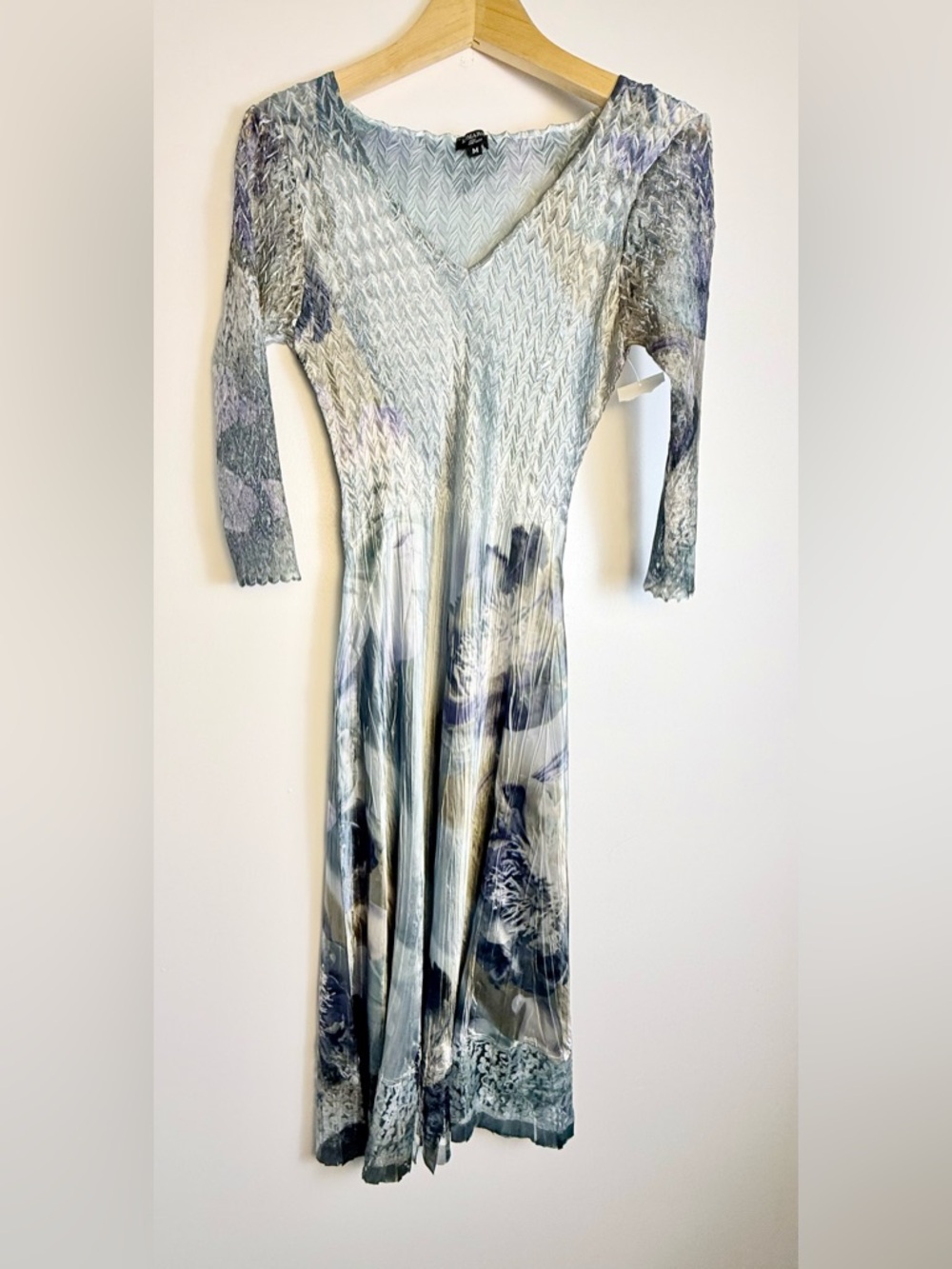 Komarov Blue & Silver Floral Smocked Midi Dress - Picture 5 of 9